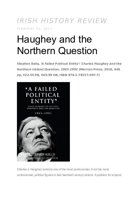 (DOC) Irish History Review - Feb. 2017 - 'This book is a worthy ...