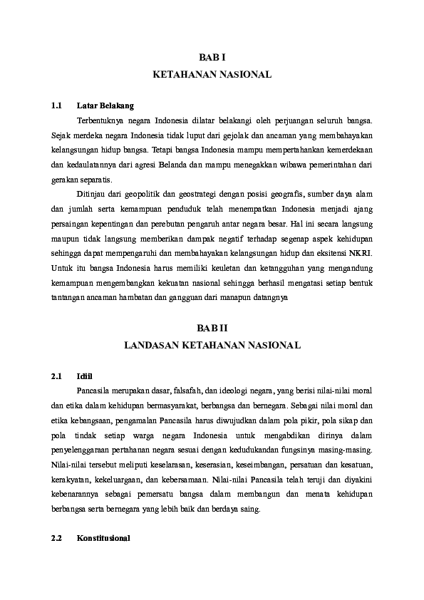 Doc Bab I Ketahanan Nasional Poppy Nazmi Christanti Academia Edu