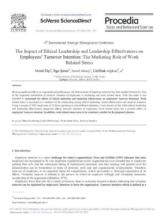 (PDF) The Impact of Ethical Leadership and Leadership Effectiveness on ...