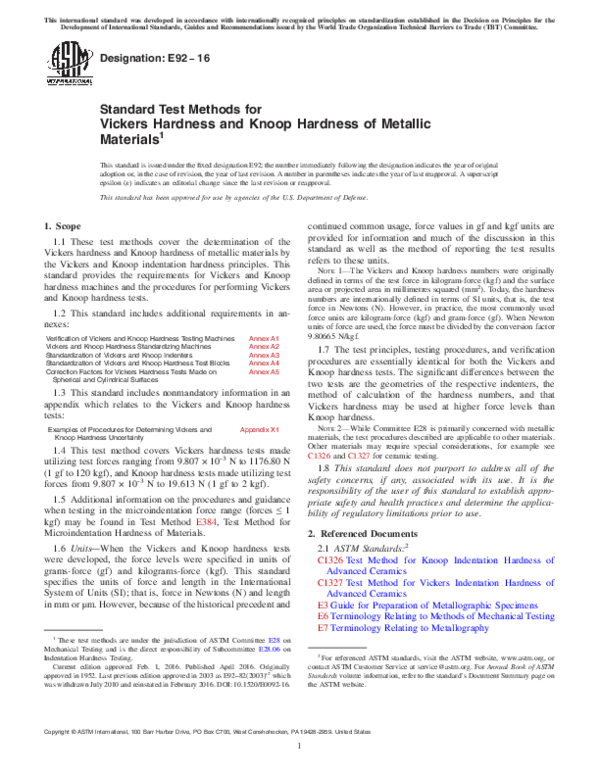 (PDF) Standard Test Methods for Vickers Hardness and Knoop Hardness of