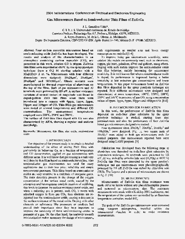 (PDF) Gas Microsensors Based on Semiconductor Thin Films of Zn0:Ga