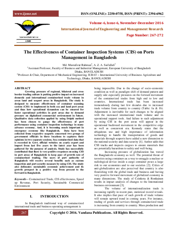 (PDF) The Effectiveness of Container Inspection Systems (CIS) on Ports ...