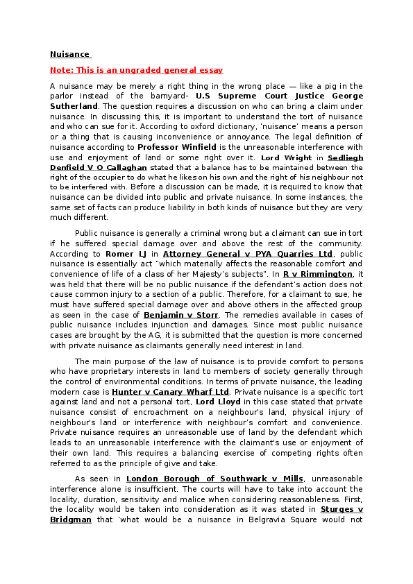 Nuisance questions and answers picture