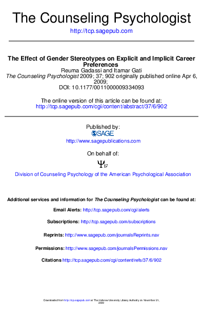 (PDF) The effect of gender stereotypes on explicit and implicit career ...