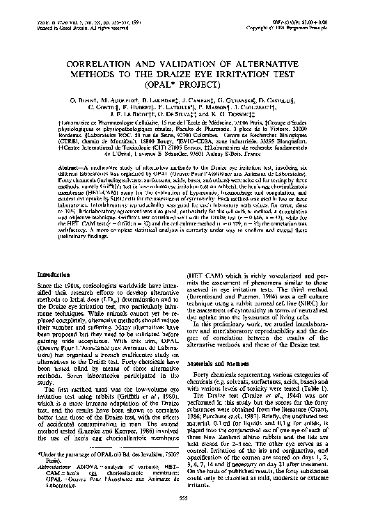 (PDF) Correlation and validation of alternative methods to the Draize