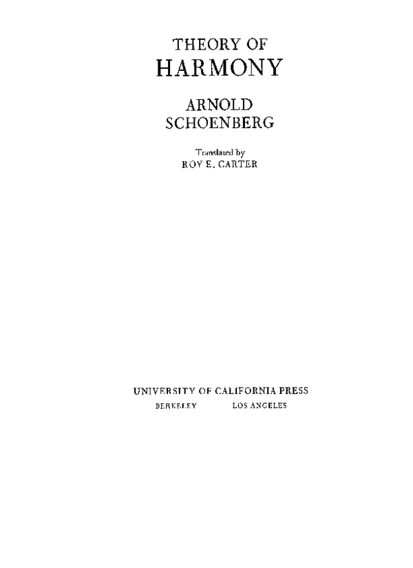 PDF) THEORY OF HARMONY ARNOLD SCHOENBERG Translated by