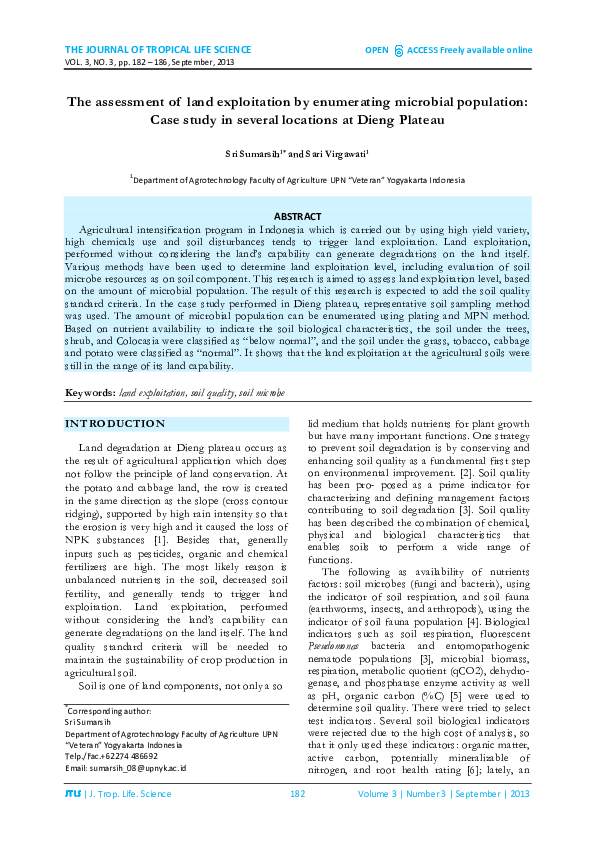 (PDF) The assessment of land exploitation by enumerating microbial ...