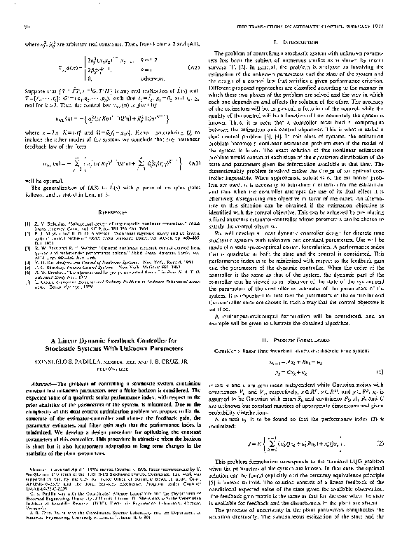 (PDF) A linear dynamic feedback controller for stochastic systems with ...