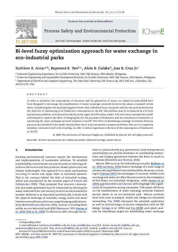 (PDF) Bi-level fuzzy optimization approach for water exchange in eco ...