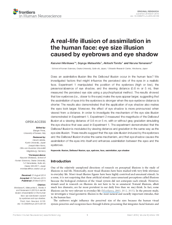 (PDF) A reallife illusion of assimilation in the human face eye size