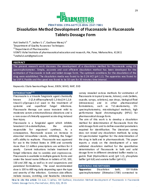 (PDF) Dissolution Method Devolopment of Fluconazole in Fluconazole