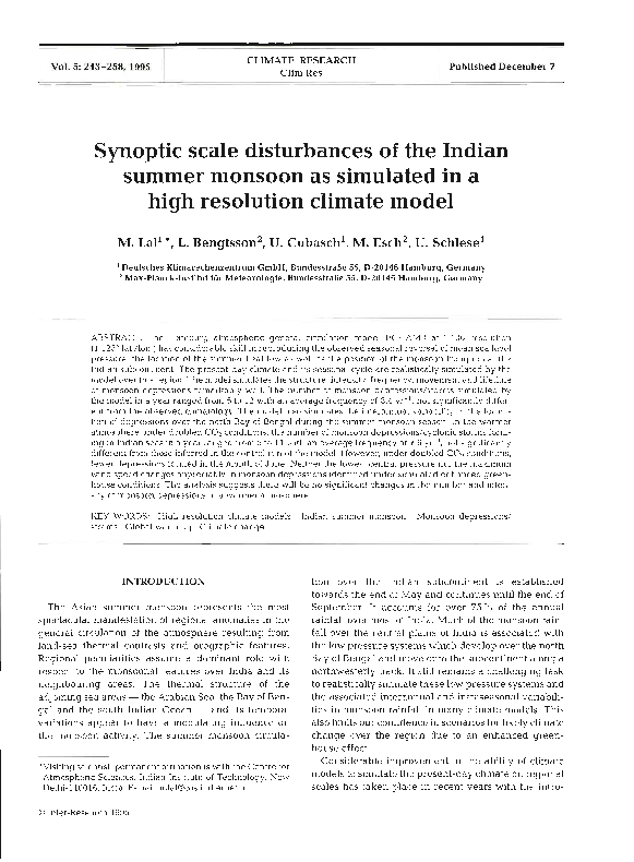 (PDF) Synoptic scale disturbances of the Indian summer monsoon as ...