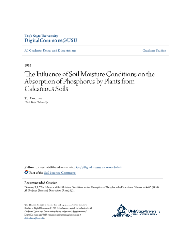 (PDF) The Influence of Soil Moisture Conditions on the Absorption of ...