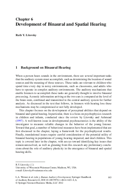 (PDF) Development of Binaural and Spatial Hearing