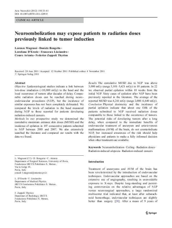 (PDF) Neuroembolization may expose patients to radiation doses ...