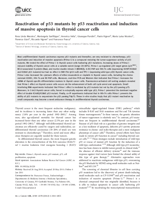 (PDF) Reactivation of p53 mutants by p53 reactivation and induction of ...