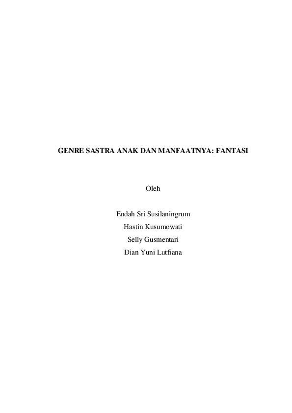 Pdf Genre Sastra Anak Dan Manfaatnya Fantasi Dian Yuni Lutfiana Academia Edu