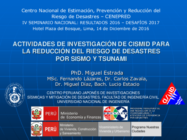 (PDF) Centro Nacional de Estimación, Prevención y Reducción del Riesgo ...