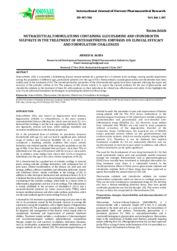 (PDF) NUTRACEUTICAL FORMULATIONS CONTAINING GLUCOSAMINE AND CHONDROITIN