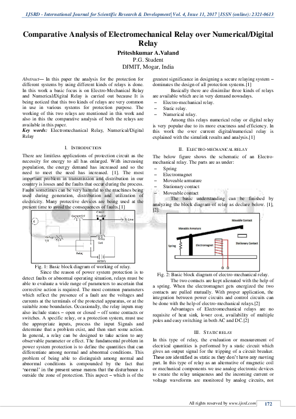 (PDF) Comparative Analysis of Electromechanical Relay over Numerical