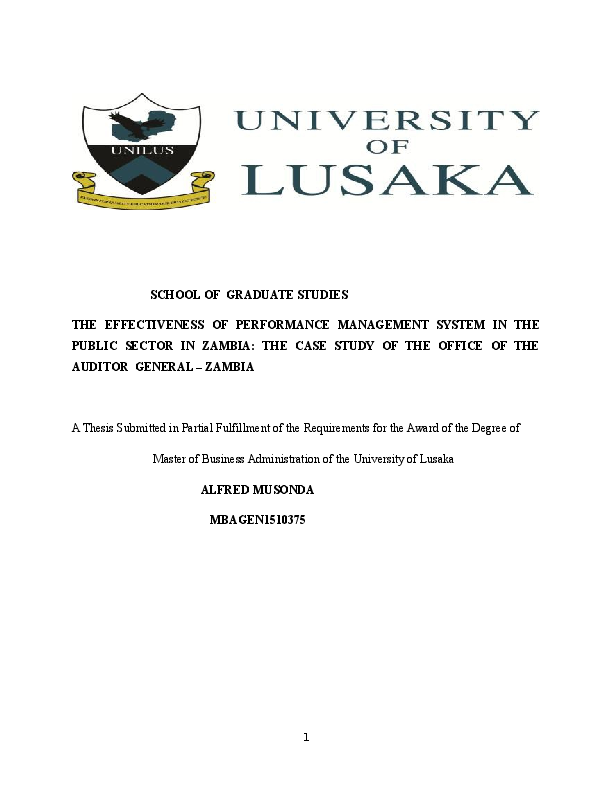 (DOC) SCHOOL OF GRADUATE STUDIES THE EFFECTIVENESS OF PERFORMANCE