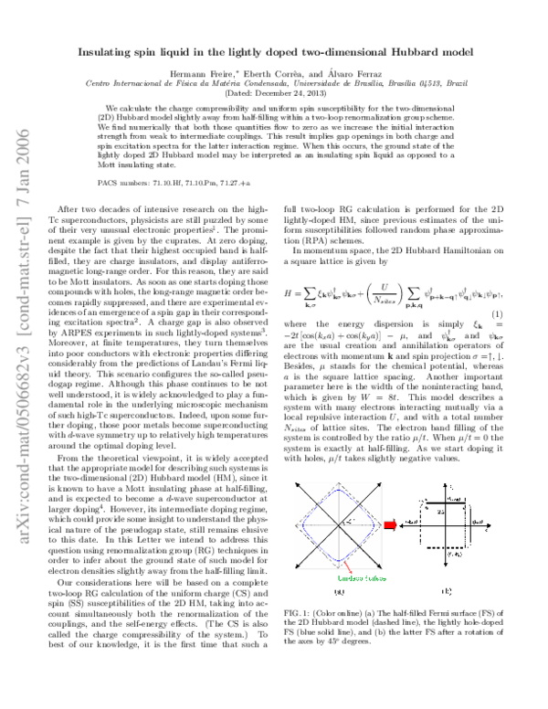 (PDF) Insulating spin liquid state in the 2D Hubbard model | Alvaro ...
