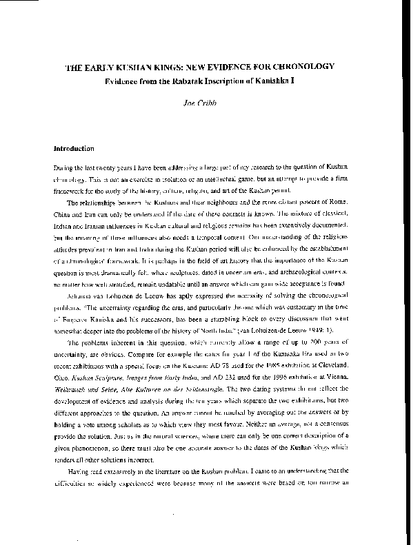 (PDF) The early Kushan kings: new evidence for chronology-Evidence from ...