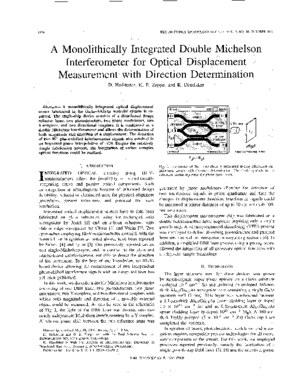 (PDF) Optical displacement measurement using a monolithic Michelson