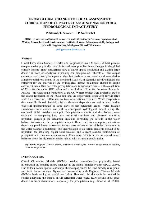(PDF) From Global Change to Local Assessment: Correction of Climate ...