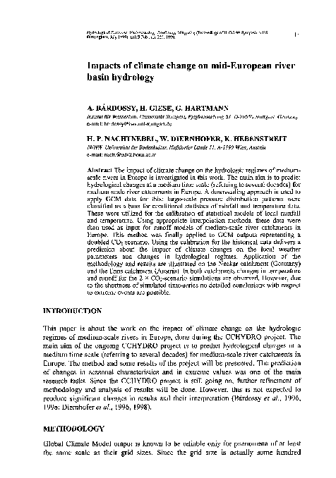 (PDF) Impacts of climate change on mid-European river basin hydrology
