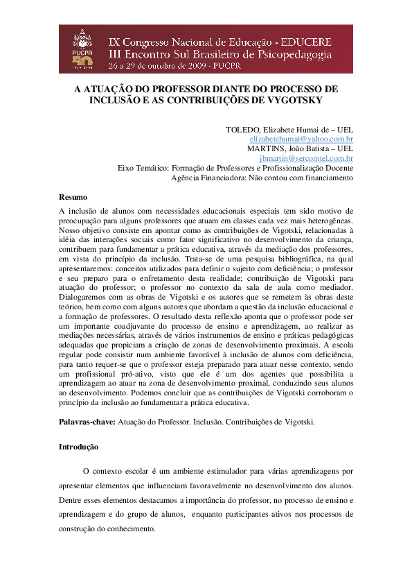 vygotsky ea educação especial
