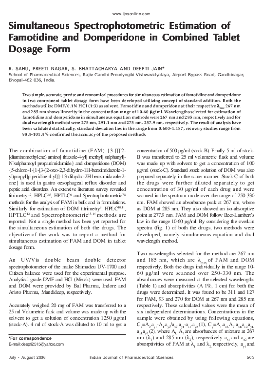 (PDF) Simultaneous spectrophotometric estimation of methotrexate and