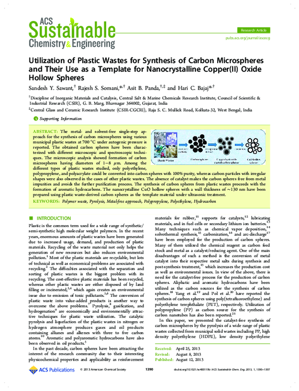 (PDF) Utilization of Plastic Wastes for Synthesis of Carbon ...