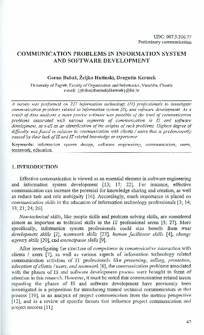 (PDF) Communication Problems in Information System and Software Development