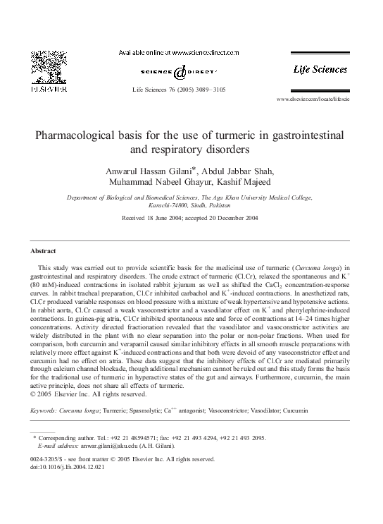 (PDF) Pharmacological basis for the use of turmeric in gastrointestinal ...