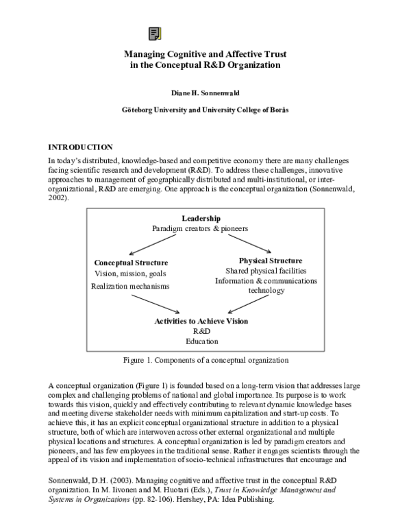 (PDF) Management of Cognitive and Affective Trust to Support Collaboration