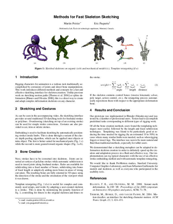 (PDF) Methods for fast skeleton sketching | Eric Paquette - Academia.edu