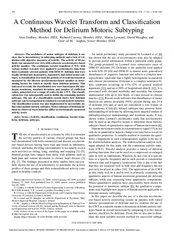 (PDF) A Continuous Wavelet Transform and Classification Method for ...