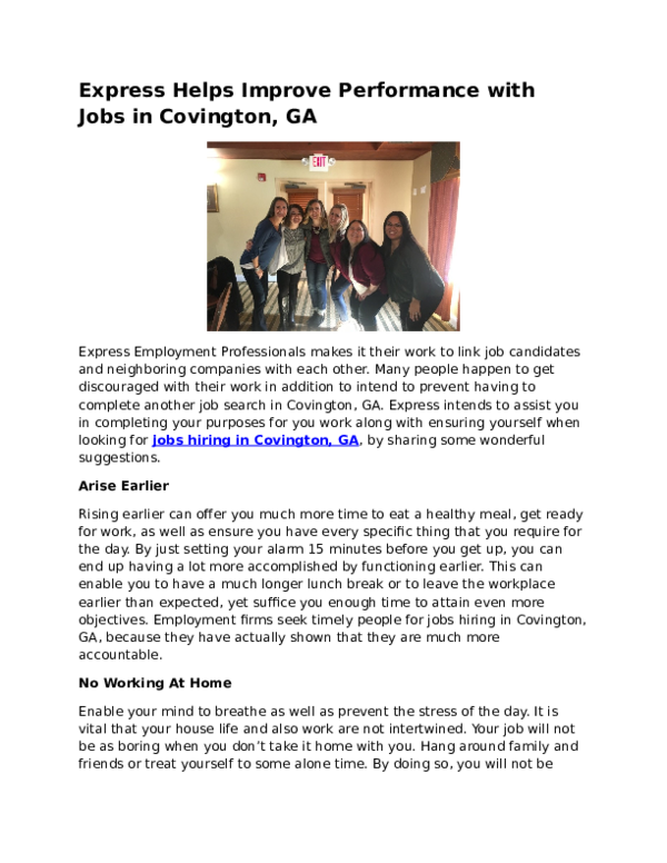 (DOC) Express Helps Improve Performance with Jobs in Covington, GA