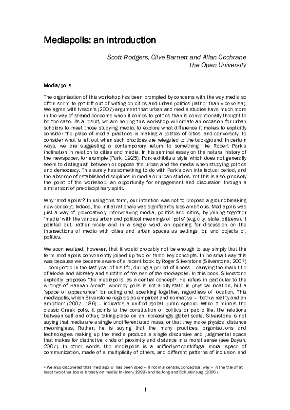 (PDF) Mediapolis an introduction Mediapolis an introduction Allan