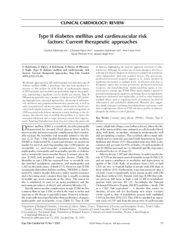 (PDF) Type II diabetes mellitus and cardiovascular risk factors ...