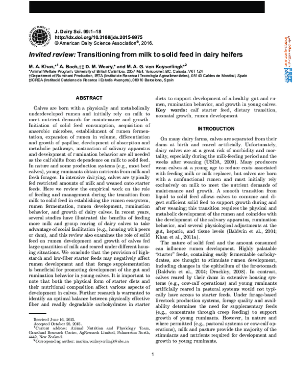 Pdf Transition Calves