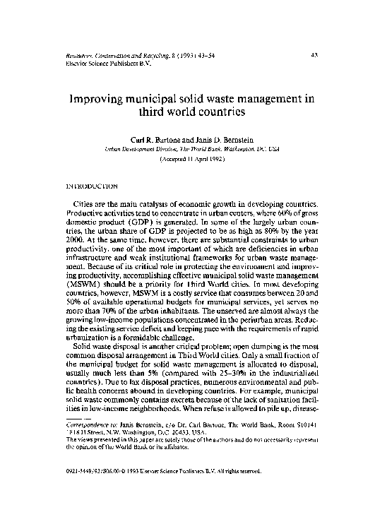(PDF) Improving municipal solid waste management in third world countries
