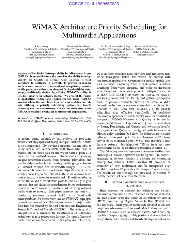 (PDF) WiMAX architecture priority scheduling for multimedia applications