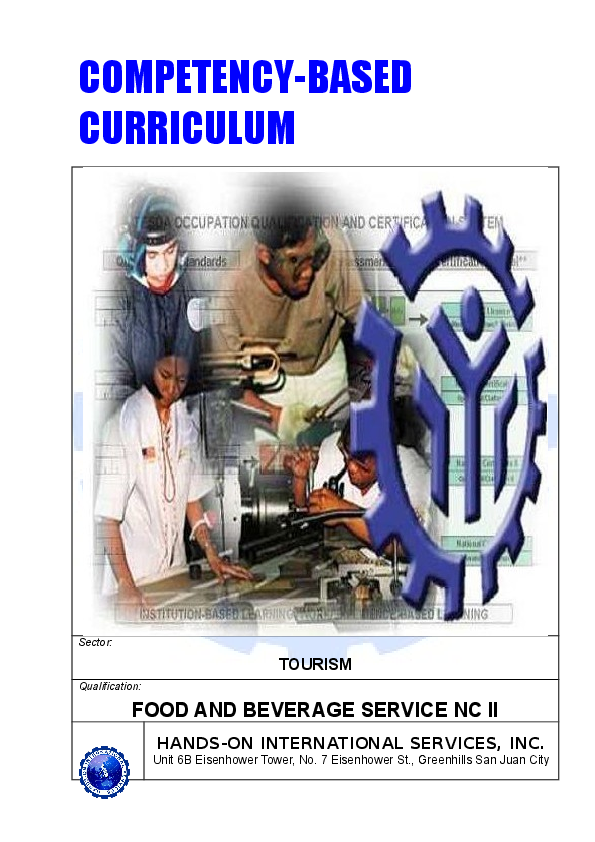 (DOC) COMPETENCY BASED CURRICULUM FOOD AND BEVERAGE SERVICE NC II