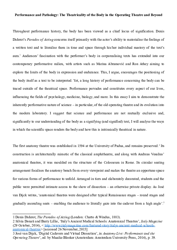 (DOC) Performance and Pathology The Theatricality of the Body in the