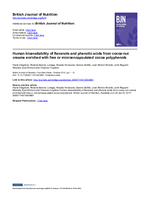 (PDF) Human bioavailability of flavanols and phenolic acids from cocoa