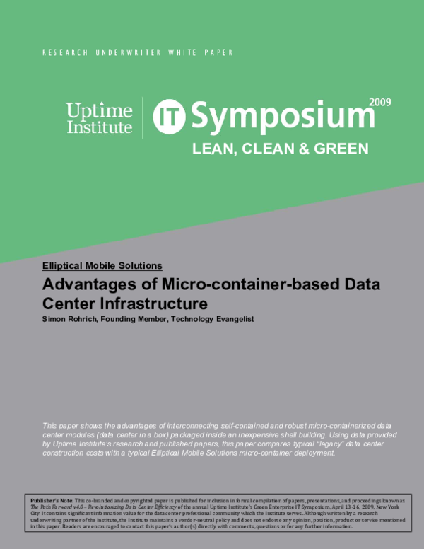 (PDF) Advantages of Micro-container-based Data Center Infrastructure