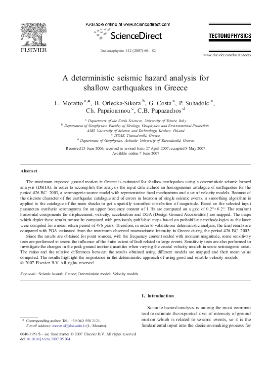 (PDF) A deterministic seismic hazard analysis for shallow earthquakes ...