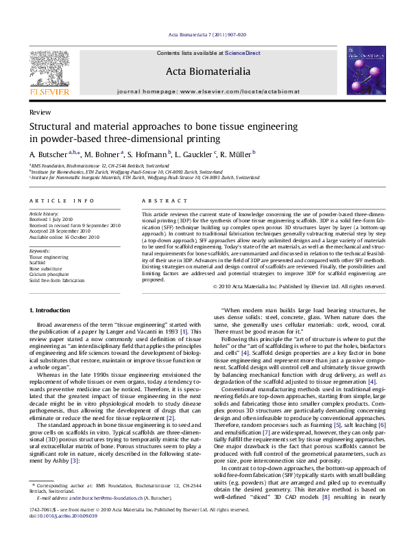 (PDF) Structural and material approaches to bone tissue engineering in ...